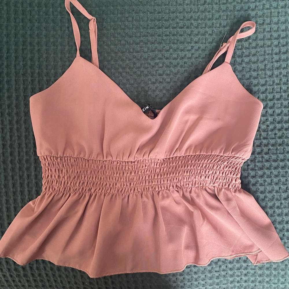 Elegant Mauve Smocked Peplum Top